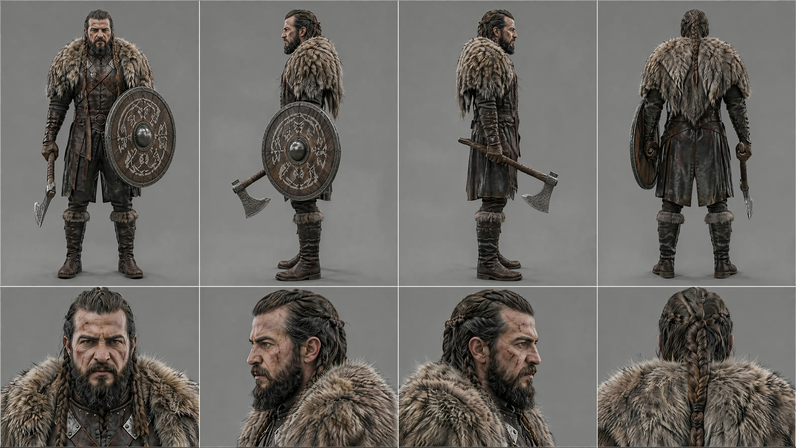 Character sheet of the Viking from every side
